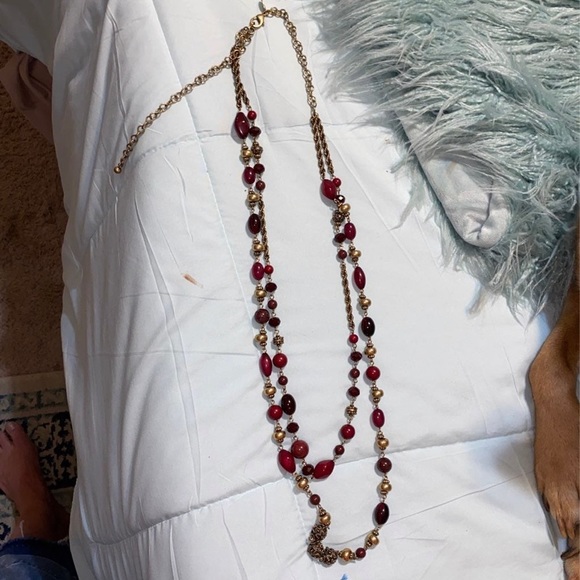 Double Strand Chicos Black, Burgundy & Gold Necklace - Picture 4 of 4